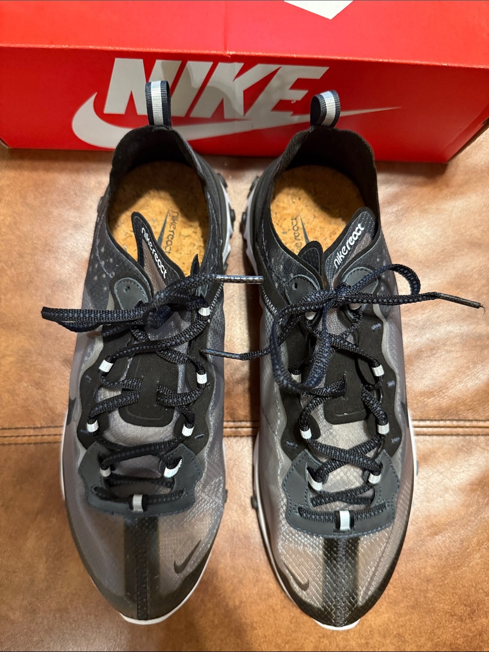 Nike React Element Men’s Black and Gray Lightweight Sneakers NWOT